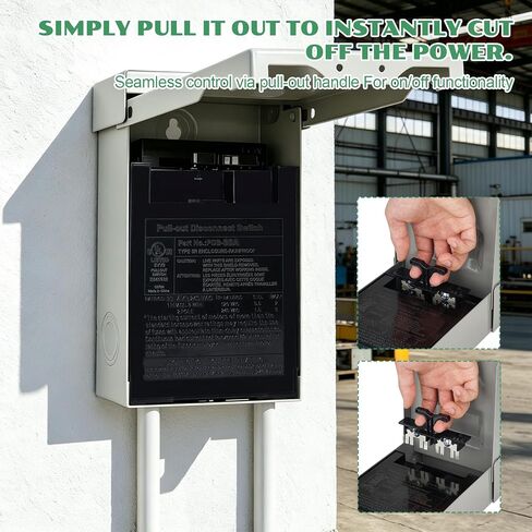 30 Amp Disconnect Box with Fuses,Outdoor Waterproof Metal Enclosure with Pull-Out Switch,UL Listed, AC Disconnect for Mini Split,Air Conditioning ＆ Home HVAC (Fuse Included) in Kuwait