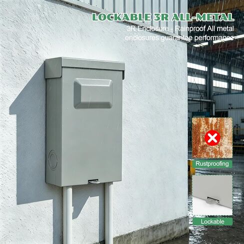 30 Amp Disconnect Box with Fuses,Outdoor Waterproof Metal Enclosure with Pull-Out Switch,UL Listed, AC Disconnect for Mini Split,Air Conditioning ＆ Home HVAC (Fuse Included) in Kuwait