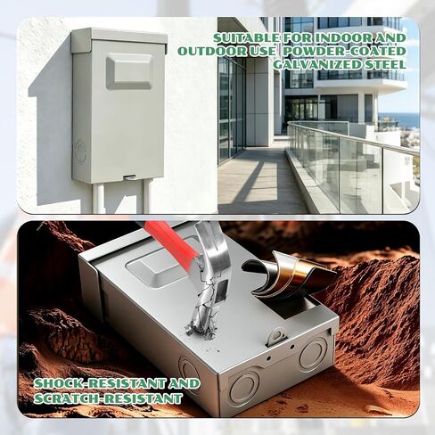 30 Amp Disconnect Box with Fuses,Outdoor Waterproof Metal Enclosure with Pull-Out Switch,UL Listed, AC Disconnect for Mini Split,Air Conditioning ＆ Home HVAC (Fuse Included) in Kuwait