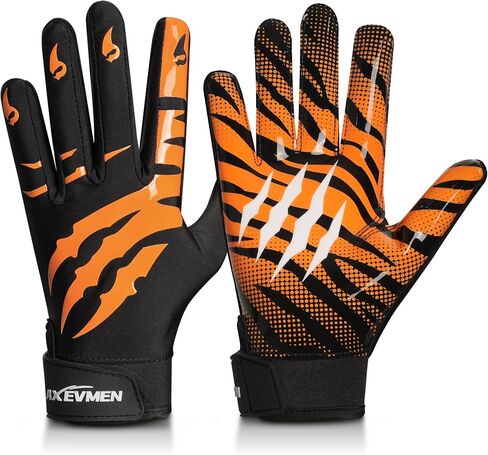 Football Gloves, Non-Slip Youth Football Gloves with Super Sticky Grip Palm, Sticky Receiver Gloves Grip Kids Football Glove for Boys Girls in Kuwait