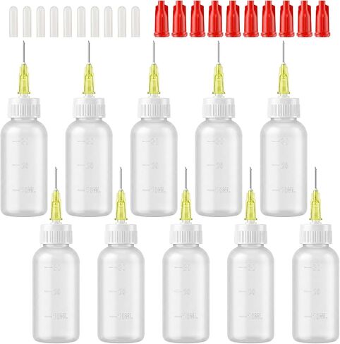 DIVINA VITAE Precision Needle Tip Glue Squeeze Bottle, 30cc Plastic Bottles with Blunt Needle Applicator, 10 Pack for Dispensing Oil, Paint, Glue, and DIY Crafts in Kuwait