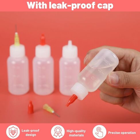DIVINA VITAE Precision Needle Tip Glue Squeeze Bottle, 30cc Plastic Bottles with Blunt Needle Applicator, 10 Pack for Dispensing Oil, Paint, Glue, and DIY Crafts in Kuwait