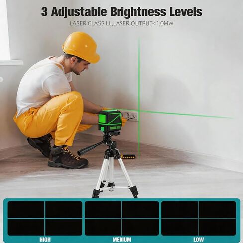 Laser Level with Tripod, 100 feet Green Cross Line Self Rotary Leveling Laser Level, Vertical and Horizontal Line, Rotatable 360 Degree, Manual Self leveling and Pulse Mode, IP54 Waterproof & Battery1 in Kuwait