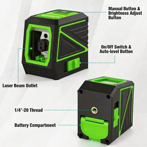 Laser Level with Tripod, 100 feet Green Cross Line Self Rotary Leveling Laser Level, Vertical and Horizontal Line, Rotatable 360 Degree, Manual Self leveling and Pulse Mode, IP54 Waterproof & Battery1 in Kuwait