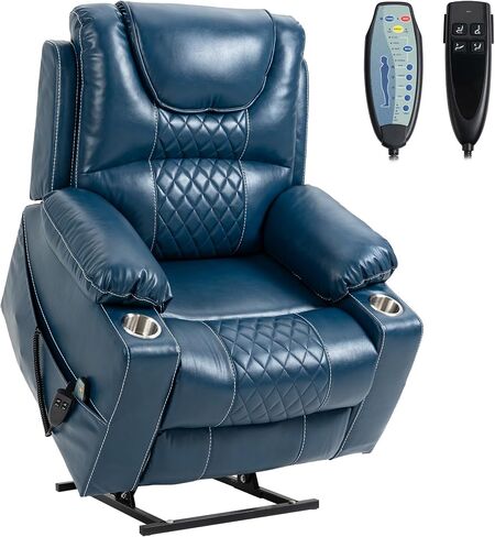 JIKFRIMA Oversized Zero Gravity Power Lift Recliner Chair for Elderly | Triple Motor Lay Flat Recliner with Heat and Massage, Adjustable Seat Height, Arm Storage, Cup Holder in Kuwait