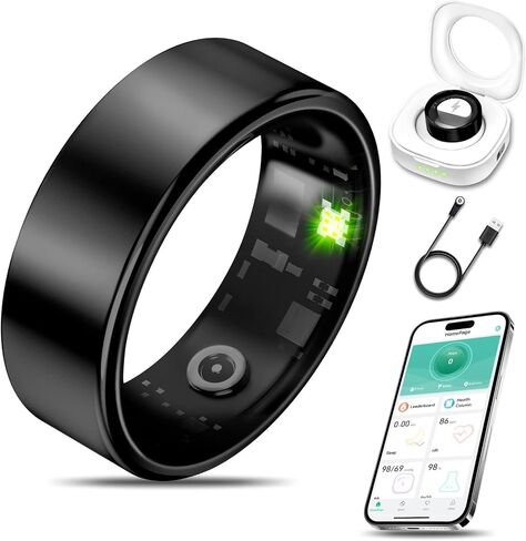 جهاز تتبع اللياقة البدنية الذكي Health Ring للرجال والنساء، مراقبة النوم والتوتر والنشاط، IP68 مقاوم للماء، بطارية طويلة الأمد، بدون رسوم اشتراك، متوافق مع iOS وAndroid، ذهبي وردي 8 in Kuwait