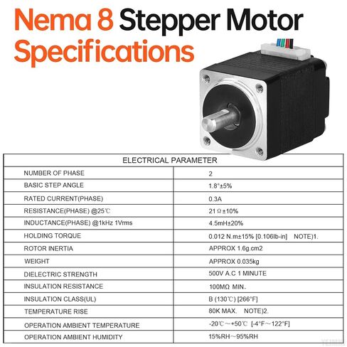 Nema 8 Stepper Motor 2 Phase 1.8‌°‌ 1.2Ncm(1.7oz·in) High Torque Bipolar 25mm 0.3A 21Ω 4-Lead Shaft 10mm φ4mm 20 Mini Stepper Motor Cable 0.5M for 3D Printer DIY Robot CNC Machine in Kuwait
