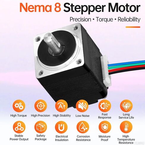 Nema 8 Stepper Motor 2 Phase 1.8‌°‌ 1.2Ncm(1.7oz·in) High Torque Bipolar 25mm 0.3A 21Ω 4-Lead Shaft 10mm φ4mm 20 Mini Stepper Motor Cable 0.5M for 3D Printer DIY Robot CNC Machine in Kuwait