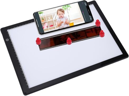 صندوق إضاءة عارض الشرائح، لوحة إضاءة LED رفيعة للغاية مقاس A4 لمسح الأفلام السلبية والشرائح، مع إمكانية ضبط السطوع اللانهائي ودعم التطبيق المجاني، يعمل بالطاقة من النوع C in Kuwait