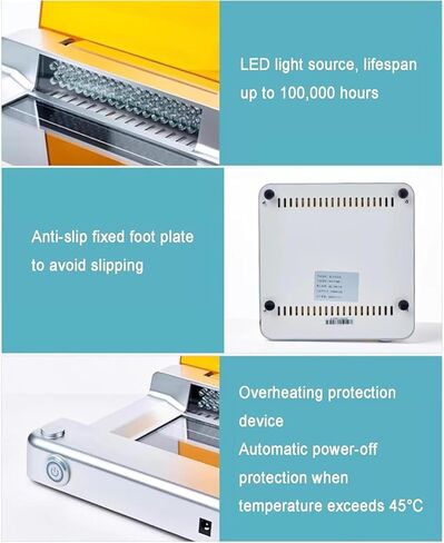 Blue Light Transilluminator, 470nm Blue Light Gel Cutter, with 5mm Amber Filter, 70x160mm Observation Area, Adjustable LED Intensity, for Gel Electrophoresis Experiments in Kuwait