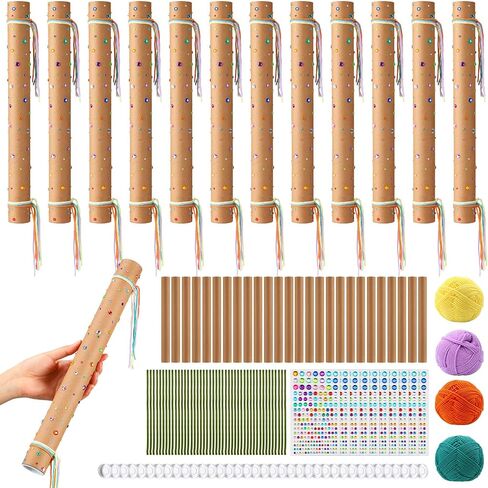 Unittype 24 مجموعة من أدوات Rainstick Craft التي يمكنك صنعها بنفسك من أعواد المطر القبلية الأمريكية الأصلية مع خيوط تنظيف الأنابيب الملونة وملصقات الماس الأكريليك لمستلزمات الآلات الموسيقية بصوت المطر المتساقط in Kuwait