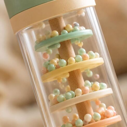 Juju Wooden Rain Stick – Pastel Mint Beechwood Rainmaker with Clear Bead Window and Kawaii Face – Rounded Wood End Caps – Whimsical Shelf and Nursery Room Decor Accent in Kuwait
