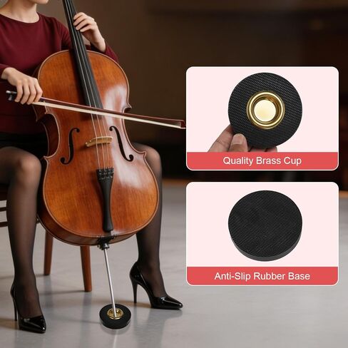 PINKDEER 4-Piece Cello Endpin Anchor Set: Cello Rock Stop with Reinforced Brass Cup & Anti-Slip Rubber Base, Cello Endpin Stopper with Adjustable Strap, 2 Cello Endpin Rubber Tip Floor Protectors in Kuwait