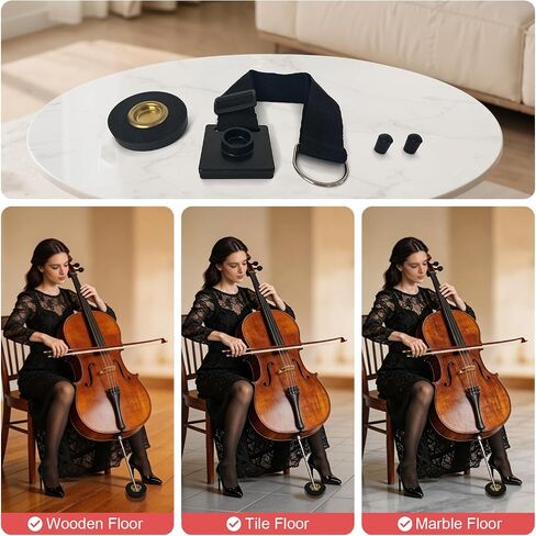 PINKDEER 4-Piece Cello Endpin Anchor Set: Cello Rock Stop with Reinforced Brass Cup & Anti-Slip Rubber Base, Cello Endpin Stopper with Adjustable Strap, 2 Cello Endpin Rubber Tip Floor Protectors in Kuwait