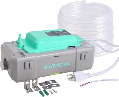مضخة مكثفات HVAC سبليت صغيرة من WATNOVA، 6 جيجا في الساعة 100/240 فولت، رفع 33 قدم، مفتاح أمان تلقائي، إزالة مكثفات التيار المتردد لمكيف الهواء، مزيل الرطوبة، الفرن، رمادي فاتح in Kuwait