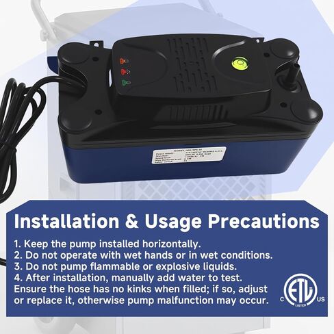 مضخة مكثفات TPS-20 HVAC مطورة، مفتاح أمان تشغيل/إيقاف تلقائي، رفع 300 لتر/ساعة (80 جيجا في الساعة) 20 قدمًا، مع أنابيب 20 قدمًا، 110-240 فولت تيار متردد، لوحدات التيار المتردد، ومزيلات الرطوبة، وصانعات الثلج، والأفران، والغلايات in Kuwait