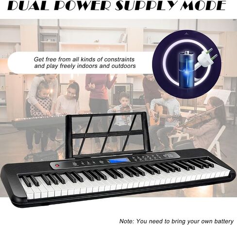 AQNIEGEP Pro 61-Key Electric Keyboard Piano w/LCD & Sustain Pedal, Full-Size Studio Keyboard w/Stand, Bench, Headphones, Mic, 200 Timbres/Rhythms, 80 Songs, Professional Piano Keyboard for All Levels in Kuwait
