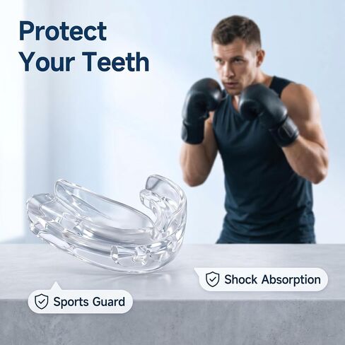 Mouth Guard for Sleep & Sports,No-Boil,3-in-1 | No-Boil 3-in-1 guard for night grinding & sports. Soft silicone,6 air vents, includes case. in Kuwait