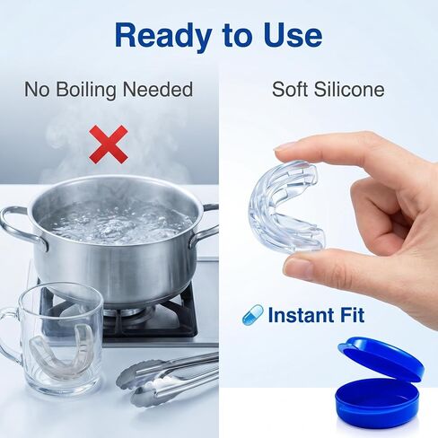 Mouth Guard for Sleep & Sports,No-Boil,3-in-1 | No-Boil 3-in-1 guard for night grinding & sports. Soft silicone,6 air vents, includes case. in Kuwait