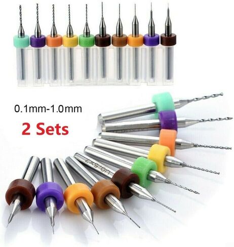 20PCS PCB Drill Bits Set 0.1-1.0mm Spiral Flute Carbide for Circuit Board Print CNC Plastic Metal Jewelry CNC Engraving Drilling in Kuwait