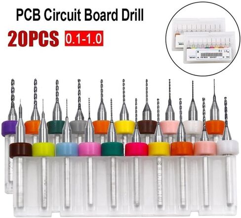 20PCS PCB Drill Bits Set 0.1-1.0mm Spiral Flute Carbide for Circuit Board Print CNC Plastic Metal Jewelry CNC Engraving Drilling in Kuwait