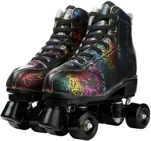 Risup Roller Skates for Women and Men PU Leather High-Top Shoes Classic Double-Row Roller Skate Women Four-Wheel Light Up Skates Unisex in Kuwait