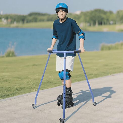 Roller Skate Trainer,Includes a Pair of Skating Protective Gear,Skating Learning Aid & Support with Adjustable Height for Boys or Girls,Learn Balance on Inline Skates for Beginners,Blue in Kuwait