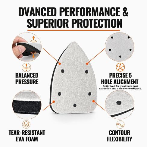 5 Pack Mouse Detail Sanding Interface Pads, Hook and Loop Mouse Shaped Sanding Cushion Buffer Backing Pad, 5-Hole Soft Density EVA Foam Interface Pad for Detail Sander Woodworking in Kuwait