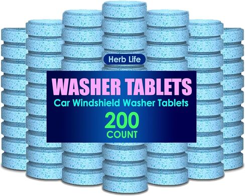 200 PCS-Car Windshield Washer Tablets, Glass Cleaner, Concentrated Effervescent Tablets, Solid Windshield Effervescent Wiper Tablet for Car Window Glass Cleaning (M) in Kuwait