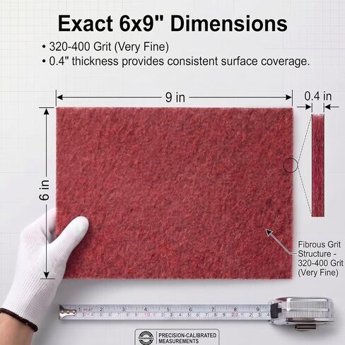 6"x9" Maroon Scuff Pads, 320-400 Grit Very Fine, 20 Pack | Aluminum oxide pads for auto paint prep & wood sanding. Set includes exactly 20 scuff pads, work gloves & Kraft storage box. in Kuwait