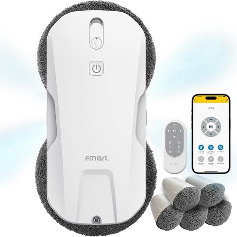 FMART T11 Window Cleaning Robot, Auto 4-Way Water Spray, 5300Pa Strong Suction, High-Speed Cleaning, <60dB Ultra-Quiet, 60mm Slim Window Robot, Smart Navigation, Anti-Drop & 50min UPS Protection in Kuwait