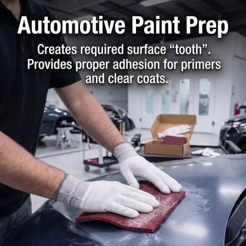 6"x9" Maroon Scuff Pads, 320-400 Grit Very Fine, 20 Pack | Aluminum oxide pads for auto paint prep & wood sanding. Set includes exactly 20 scuff pads, work gloves & Kraft storage box. in Kuwait