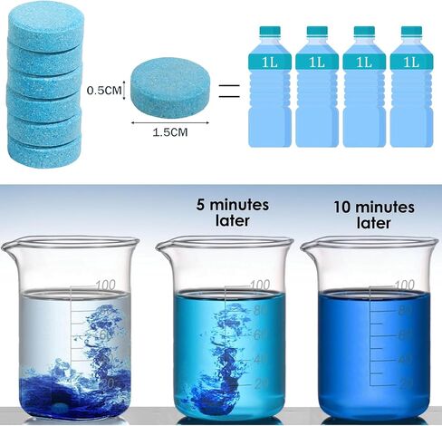 200 PCS-Car Windshield Washer Tablets, Glass Cleaner, Concentrated Effervescent Tablets, Solid Windshield Effervescent Wiper Tablet for Car Window Glass Cleaning (M) in Kuwait