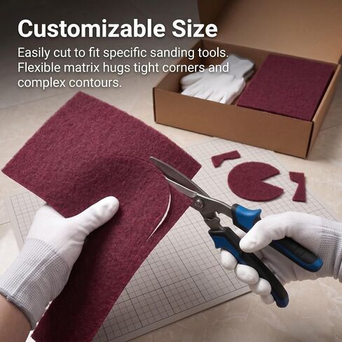 6"x9" Maroon Scuff Pads, 320-400 Grit Very Fine, 20 Pack | Aluminum oxide pads for auto paint prep & wood sanding. Set includes exactly 20 scuff pads, work gloves & Kraft storage box. in Kuwait