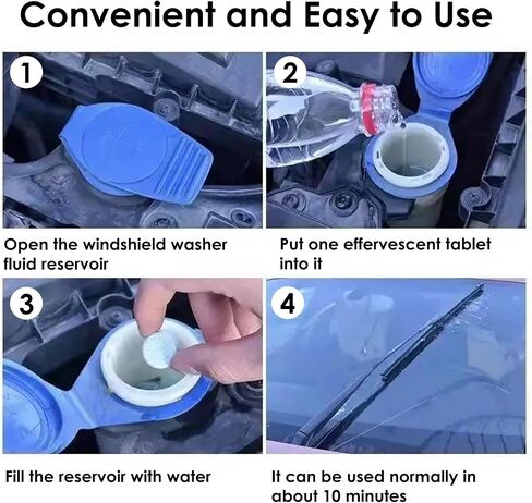 200 PCS-Car Windshield Washer Tablets, Glass Cleaner, Concentrated Effervescent Tablets, Solid Windshield Effervescent Wiper Tablet for Car Window Glass Cleaning (M) in Kuwait