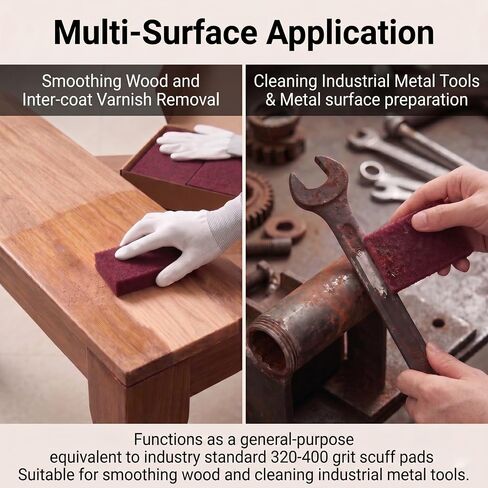 6"x9" Maroon Scuff Pads, 320-400 Grit Very Fine, 20 Pack | Aluminum oxide pads for auto paint prep & wood sanding. Set includes exactly 20 scuff pads, work gloves & Kraft storage box. in Kuwait