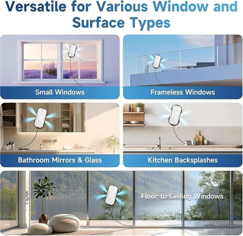 FMART T11 Window Cleaning Robot, Auto 4-Way Water Spray, 5300Pa Strong Suction, High-Speed Cleaning, <60dB Ultra-Quiet, 60mm Slim Window Robot, Smart Navigation, Anti-Drop & 50min UPS Protection in Kuwait