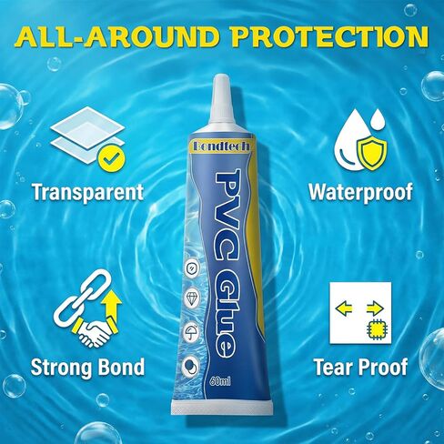 Bondtech Air Mattress Patch Kit, Pool LinerRepair Kit, Inflatable Patch Repair Kit for Above Pool, Air Bed, Bounce House, Hot Tub, Inflatables, Tent and More (60ml) in Kuwait