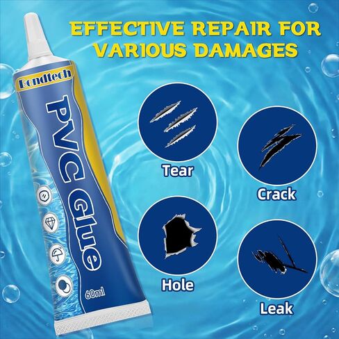 Bondtech Air Mattress Patch Kit, Pool LinerRepair Kit, Inflatable Patch Repair Kit for Above Pool, Air Bed, Bounce House, Hot Tub, Inflatables, Tent and More (60ml) in Kuwait