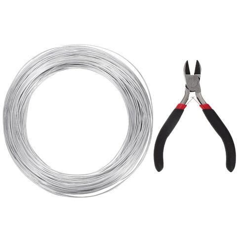 1 Roll Aluminum Wire 0.10x0.10x500cm with Pliers Bendable Durable Metal Wire for Doll Making and DIY Crafting Projects in Kuwait