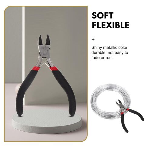 1 Roll Aluminum Wire 0.10x0.10x500cm with Pliers Bendable Durable Metal Wire for Doll Making and DIY Crafting Projects in Kuwait