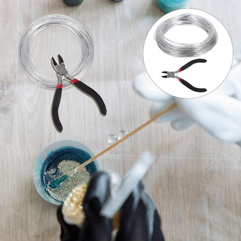 1 Roll Silver Aluminum Armature Wire 0.10x0.10x500cm with Pliers, High Flexibility and Flexible Wire for Sculpturing and DIY Crafting Projects in Saudi Arabia