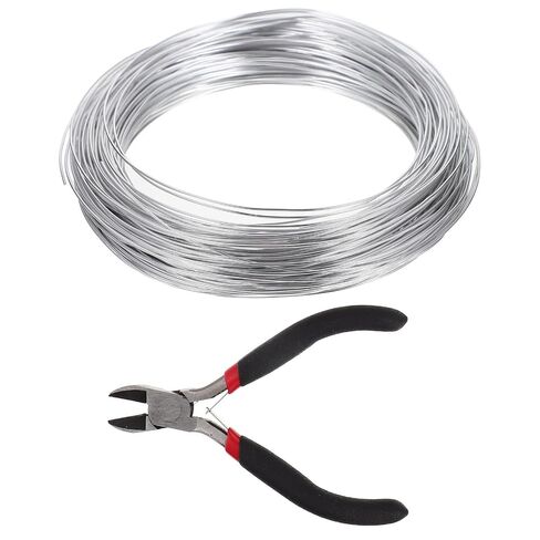 OSALADI 1 Roll Bendable Aluminum Wire 1mm Thick 50 Meters Long with Pliers Silver Metal Wire for Doll Making and Jewelry Crafts Good Toughness for Sculpting in Kuwait