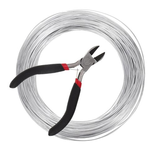 minkissy 1 Roll Silver Aluminum Wire 0.10x0.10x500cm with Pliers Bendable and Flexible Wire for Crafts Making and DIY Crafting Projects Such as Doll Making in Kuwait