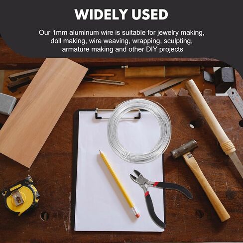 minkissy 1 Roll Silver Aluminum Wire 0.10x0.10x500cm with Pliers Bendable and Flexible Wire for Crafts Making and DIY Crafting Projects Such as Doll Making in Kuwait