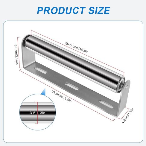 QMI 2 حزمة 1.5 "قطر × 10" BF الأسطوانة مع قوس، الأسطوانة الفولاذ المقاوم للصدأ وقوس المجلفن، بكرة ناقل الثقيلة محملة بنابض لقوارب الكاياك، والأعمال الخشبية، ومقطورة القارب، وسياج ذئب البراري in Kuwait