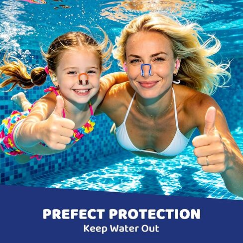 18 Packs Swimming Nose Clip Ear Plugs,Reusable Silicone Nose Plugs with Ear Plugs for Adults and Kids, Multi-Layer Waterproofing,Multi-Color,for Pool,Diving,with Storage Box in Kuwait