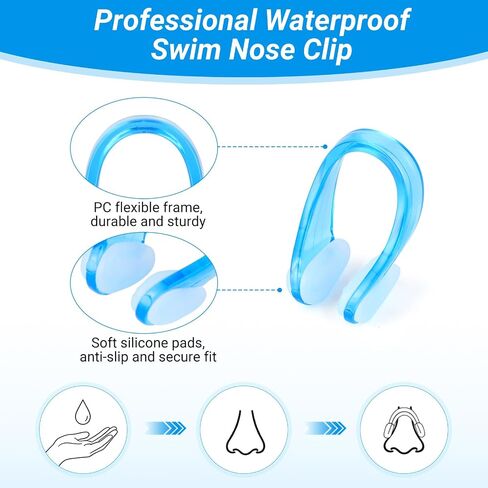 6 Pack Nose Plugs for Swimming – Soft Silicone Swim Nose Clips with Storage Box, Waterproof Swimming Nose Plugs for Kids & Adults, Multi Color (White, Green, Black, Pink, Yellow, Blue) in Kuwait