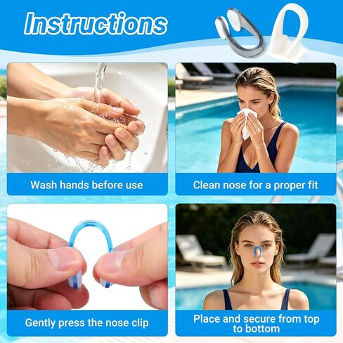 6 Pack Nose Plugs for Swimming – Soft Silicone Swim Nose Clips with Storage Box, Waterproof Swimming Nose Plugs for Kids & Adults, Multi Color (White, Green, Black, Pink, Yellow, Blue) in Kuwait