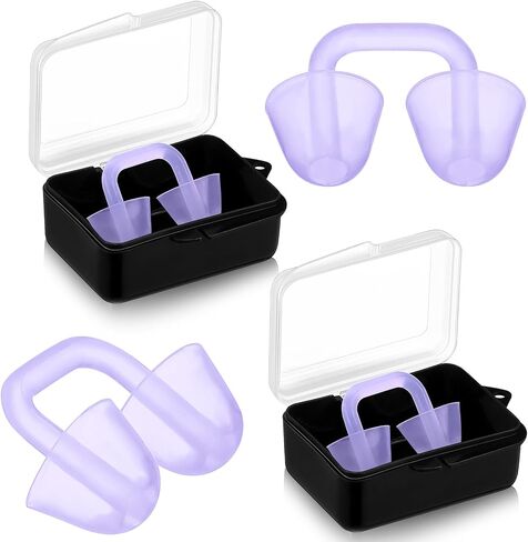 Relaxweex 2 Sets Swimming Nose Plugs for Adults Men Women, Silicone Clear Nose Clip with Plastic Storage Case, Waterproof Nostril Plug Swimming Protectors for Swim Diving Water Sports (Pink) in Kuwait